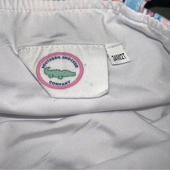Southern Smocked Co Toddler Pastel Palms One-Piece Swimsuit Size 24M/2T - Picture 4 of 5